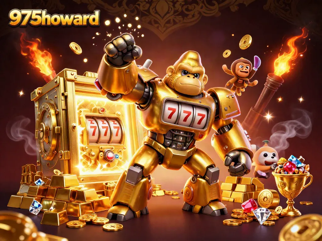 Activate winning spins with the stunning 975howard golden gorilla mech in an exciting gambling adventure.